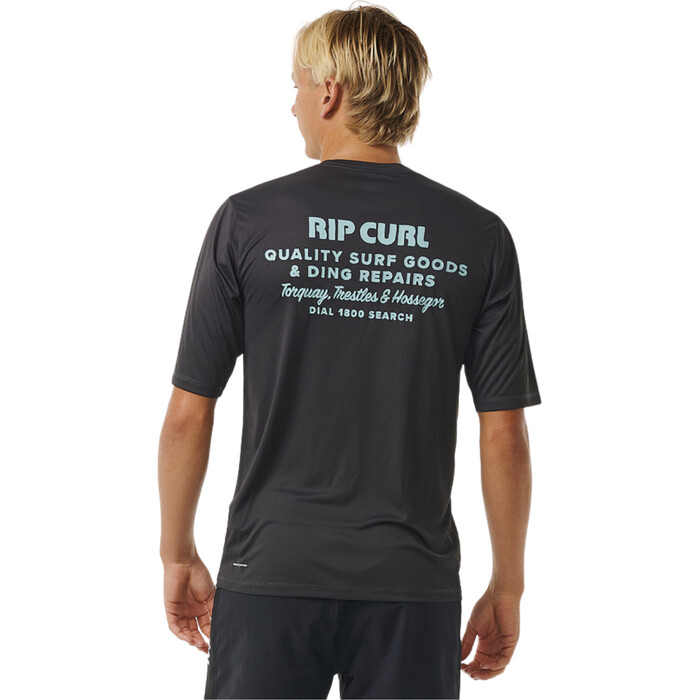 2024 Rip Curl Hombres Ding Repairs Surflite UPF Rash Tee 14WMRV - Washed Black